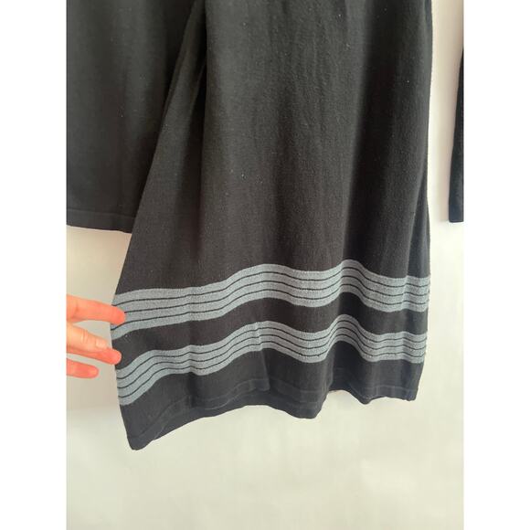 PRANA SYDNEY SWEATER DRESS WITH TIE WAIST FLARED SLEEVE GRAY BLACK SIZE MED - Picture 4 of 15